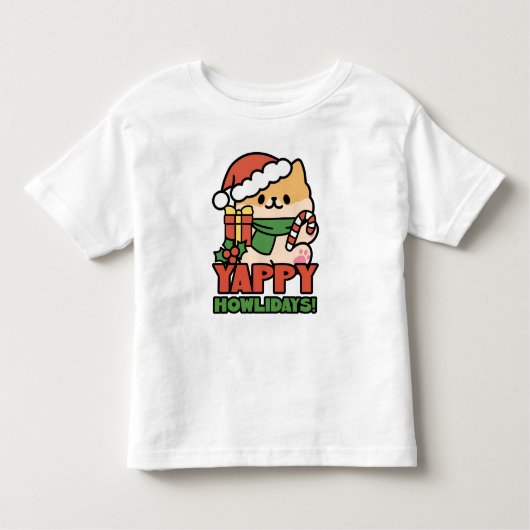 Yappy Howlidays - Niedlicher Cartoon für Weihnacht Kleinkind T-shirt (Vorderseite)