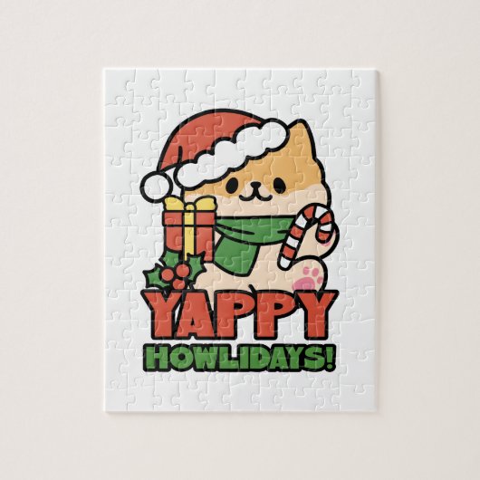Yappy Howlidays - Niedlicher Cartoon für Weihnacht Puzzle (Vertikal)