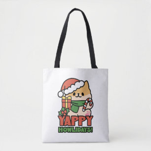Yappy Howlidays - Niedlicher Cartoon für Weihnacht Tasche