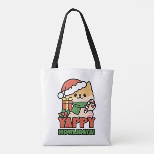 Yappy Howlidays - Niedlicher Cartoon für Weihnacht Tasche (Rückseite)