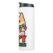Yappy Howlidays - Niedlicher Cartoon für Weihnacht Thermosbecher (Nach rechts gedreht)