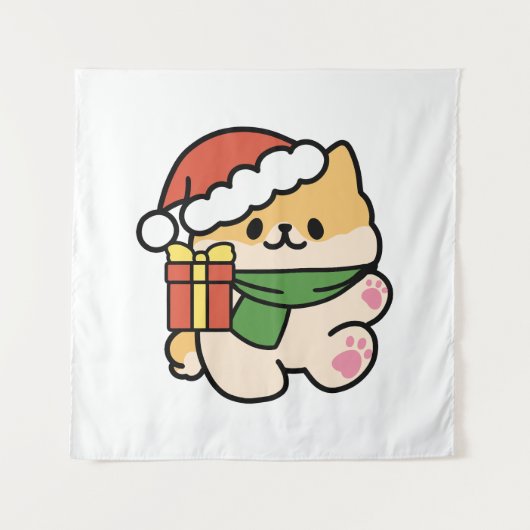 Yappy Howlidays - Niedlicher Cartoon für Weihnacht Wandteppich (Vorderseite)