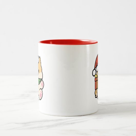 Yappy Howlidays - Niedlicher Cartoon für Weihnacht Zweifarbige Tasse (Mittel)