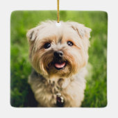 YAPPY HOWLIDAYS Snowy Overlay Hund Foto Keramikornament (Rückseite)