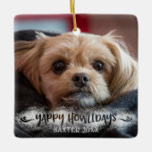 YAPPY HOWLIDAYS Snowy Overlay Hund Foto Keramikornament (Vorderseite)