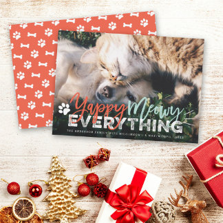 Yappy Meowy Alles Hund und Katzen Pet Lover Foto Feiertagskarte