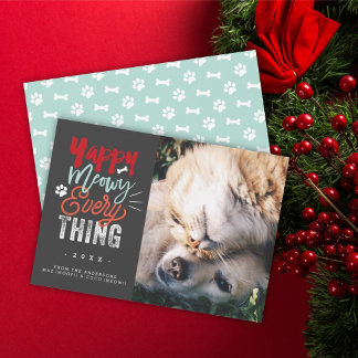 Yappy Meowy Alles Hund und Katzen Pet Lover Foto Feiertagskarte
