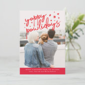 Yappy Pawlidays Dog Christmas Foto Feiertagskarte (Stehend Vorderseite)