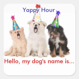 Yappy Stunden-Namensschild-Aufkleber Quadratischer Aufkleber