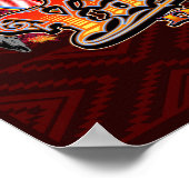 Yaqui Deer Dancer Art bedruckt in tiefrot 2 Poster (Ecke)