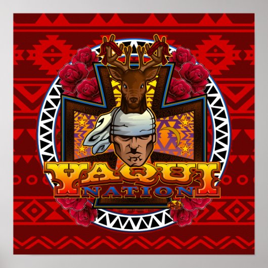 Yaqui Deer Dancer Designplakat auf rot Poster (Vorne)