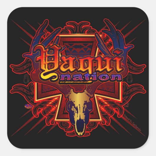 Yaqui Nation Deer Skull Design Aufkleber Art (Vorderseite)