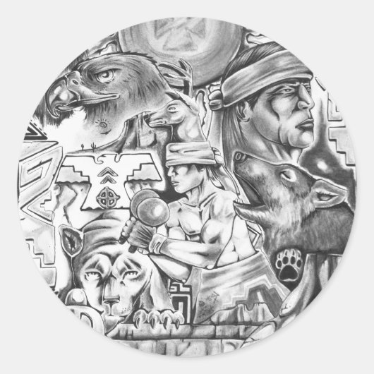 Yaqui Vision Runder Aufkleber (Vorderseite)