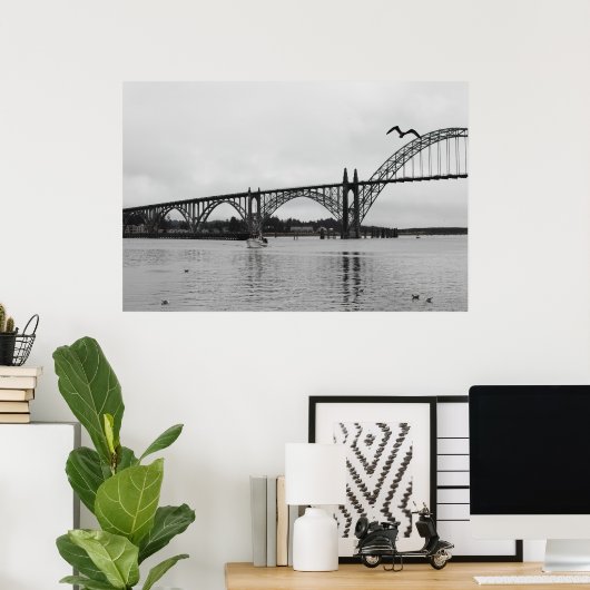 Yaquina Bay Bridge in Black & White Poster (Heimbüro)