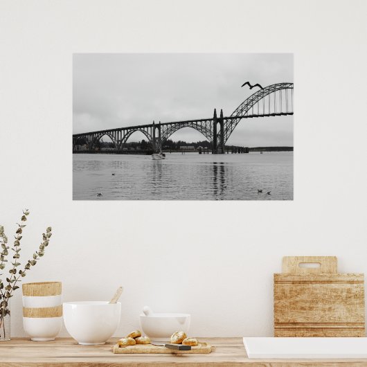 Yaquina Bay Bridge in Black & White Poster (Küche)