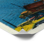 Yaquina Bay Bridge und Uferfront Newport, OR Poster (Ecke)