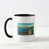 Yaquina Bay Bridge und Uferfront Newport, OR Tasse (Links)