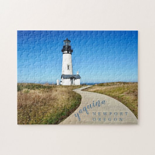 Yaquina Head Lighthouse Custom Foto Script Puzzle (Horizontal)