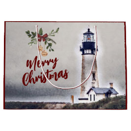 Yaquina Head Lighthouse Frohe Weihnachtsfeiertage Große Geschenktüte