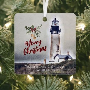 Yaquina Head Lighthouse Newport Oregon Christmas Ornament Aus Metall