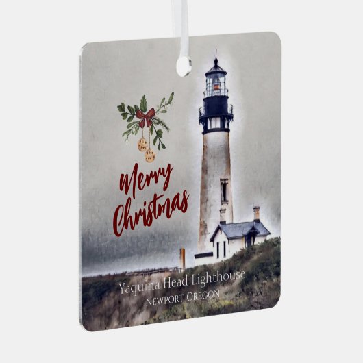 Yaquina Head Lighthouse Newport Oregon Weihnachten Ornament Aus Metall (Vorderseite Rechts)