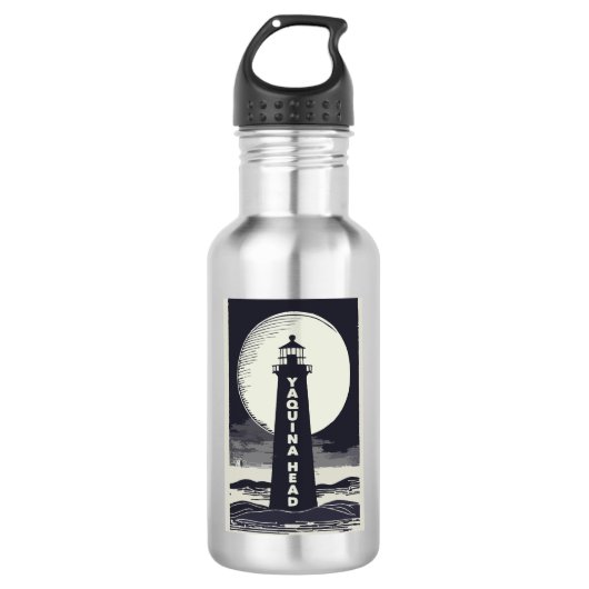Yaquina Head Lighthouse Oregon Moon Edelstahlflasche (Vorderseite)