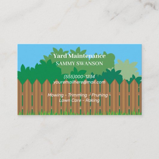 Yard Maintenance Service Visitenkarte (Vorderseite)