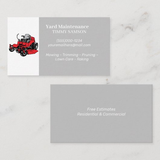Yard Maintenance Visitenkarte (Vorne/Hinten)