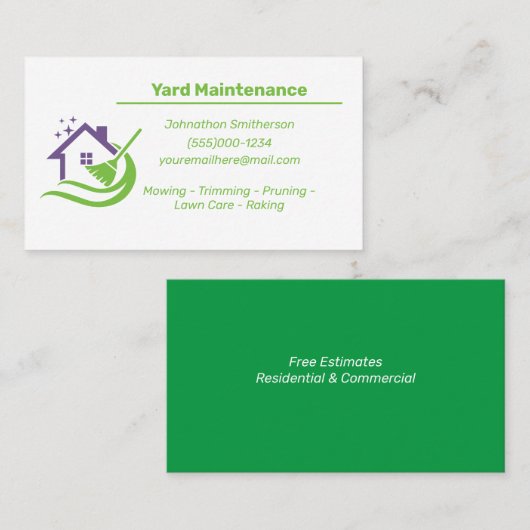 Yard Maintenance Visitenkarte (Vorne/Hinten)