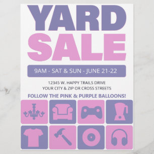 Yard Sale Flyer Template (PINK & LAVENDER)