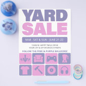 Yard Sale Flyer Template (PINK & LAVENDER) (Einzeln)