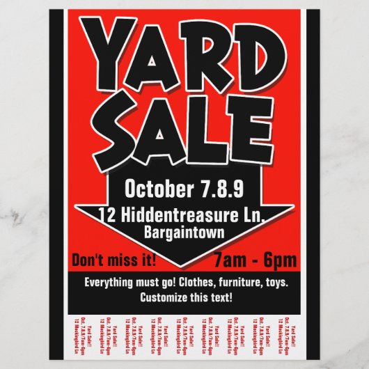 Yard Sale.Garage Sale.Customizable.Tearsheet Flyer (Vorne)
