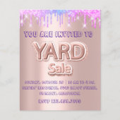 Yard Sale Garage Sale Holograph Tropfens Rose Flyer (Vorne)