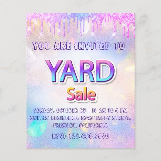 Yard Sale Garage Sale Holograph Tropfens Spark Flyer (Vorne)