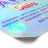 Yard Sale PINK Tropfens Holografische Annucement Poster (Ecke)