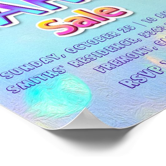 Yard Sale Zuhause Tropfen Holografische Annucement Poster (Ecke)