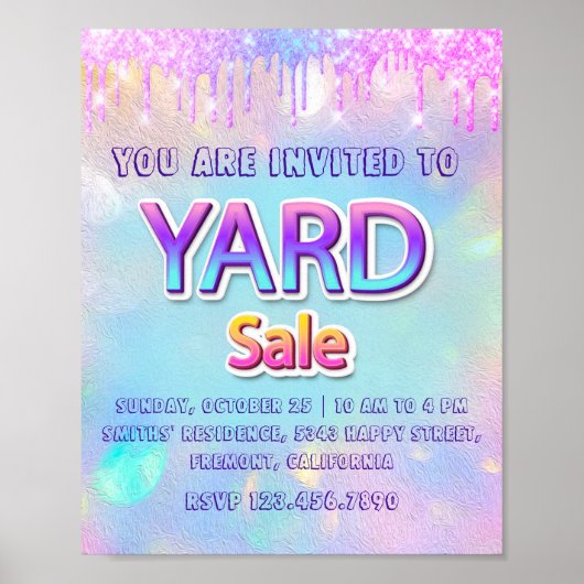 Yard Sale Zuhause Tropfen Holografische Annucement Poster (Vorne)