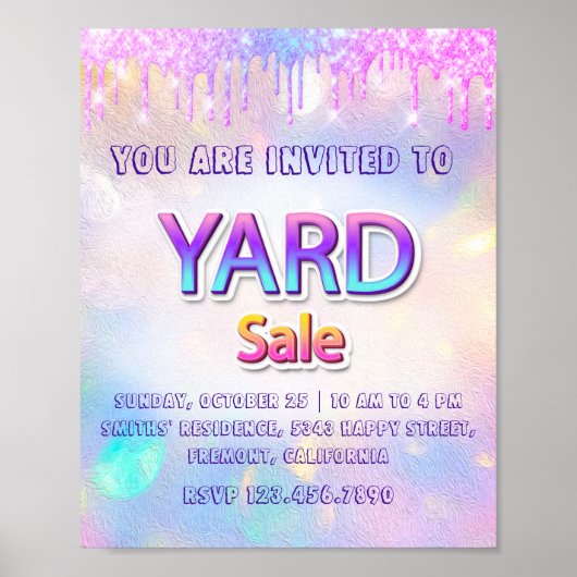 Yard Sale Zuhause Tropfens Holographic Glitzern Ev Poster (Vorne)