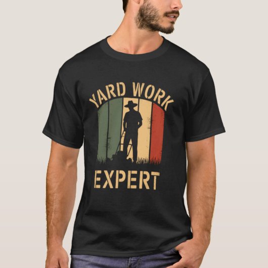 Yard Work Experte Retro Rasenmäher Vater Vater Vat T-Shirt (Vorderseite)