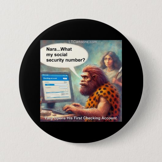 Yarg’s First Login: Banking Like a Caveman Button (Vorderseite)