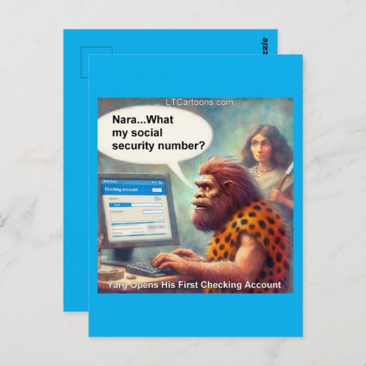 Yarg’s First Login: Banking Like a Caveman Postkarte (Vorne/Hinten)