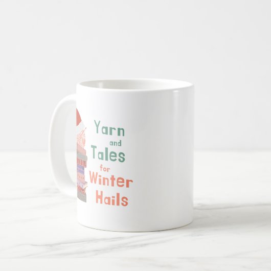 Yarn and Tales for Winter Hails Christmas Kaffeetasse (Vorderseite Links)