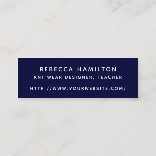 Yarn Blue Typografy Text Mini Visitenkarte (Rückseite)