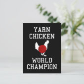 Yarn Chicken World Champion Funny Knitter Crochet Postkarte (Stehend Vorderseite)