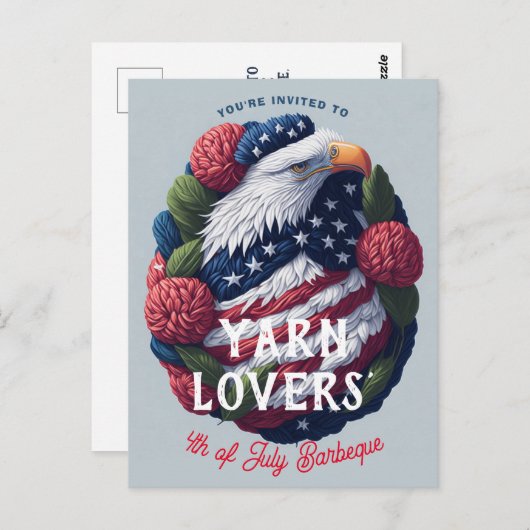 Yarn Craft 4. Juli Patriotic Independence Day Postkarte (Vorne/Hinten)