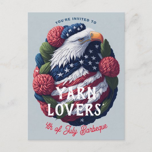 Yarn Craft 4. Juli Patriotic Independence Day Postkarte (Vorderseite)