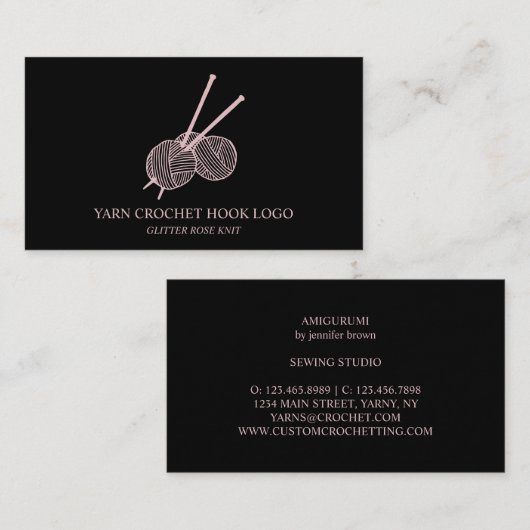 Yarn Crochet Hook Visitenkarte (Vorne/Hinten)