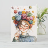 Yarn Crown Knitters Friedliches Weihnachtswerk Feiertagskarte (Stehend Vorderseite)