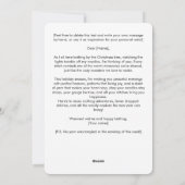 Yarn Crown Knitters Friedliches Weihnachtswerk Feiertagskarte (Rückseite)