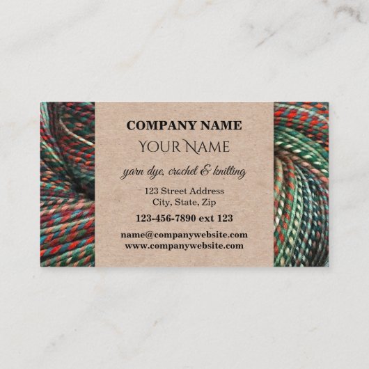 Yarn Dye Crochet and Knitting Wool Business Card Visitenkarte (Rückseite)